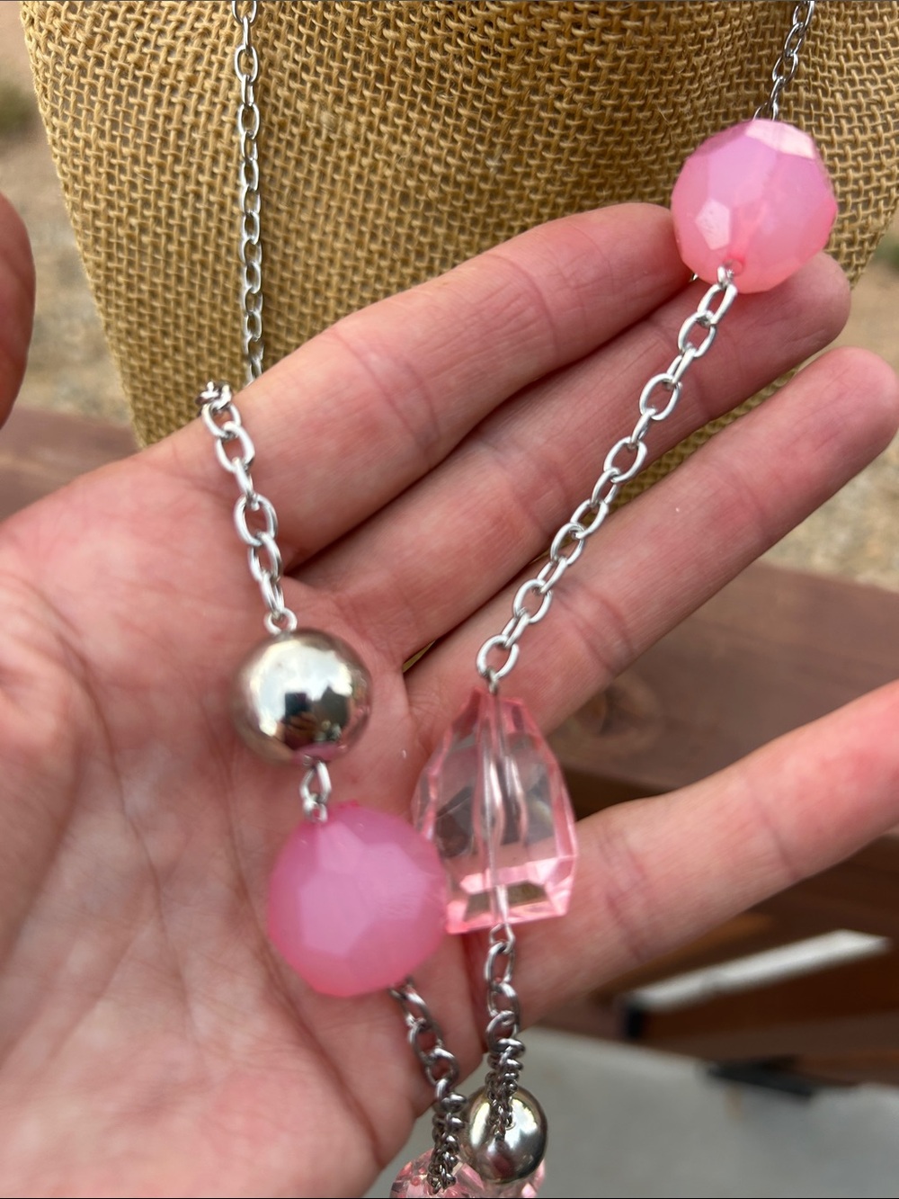 paparazzi HITTING A GLOW POINT Pink Faceted Bead Layered Necklace - Picture 5 of 8